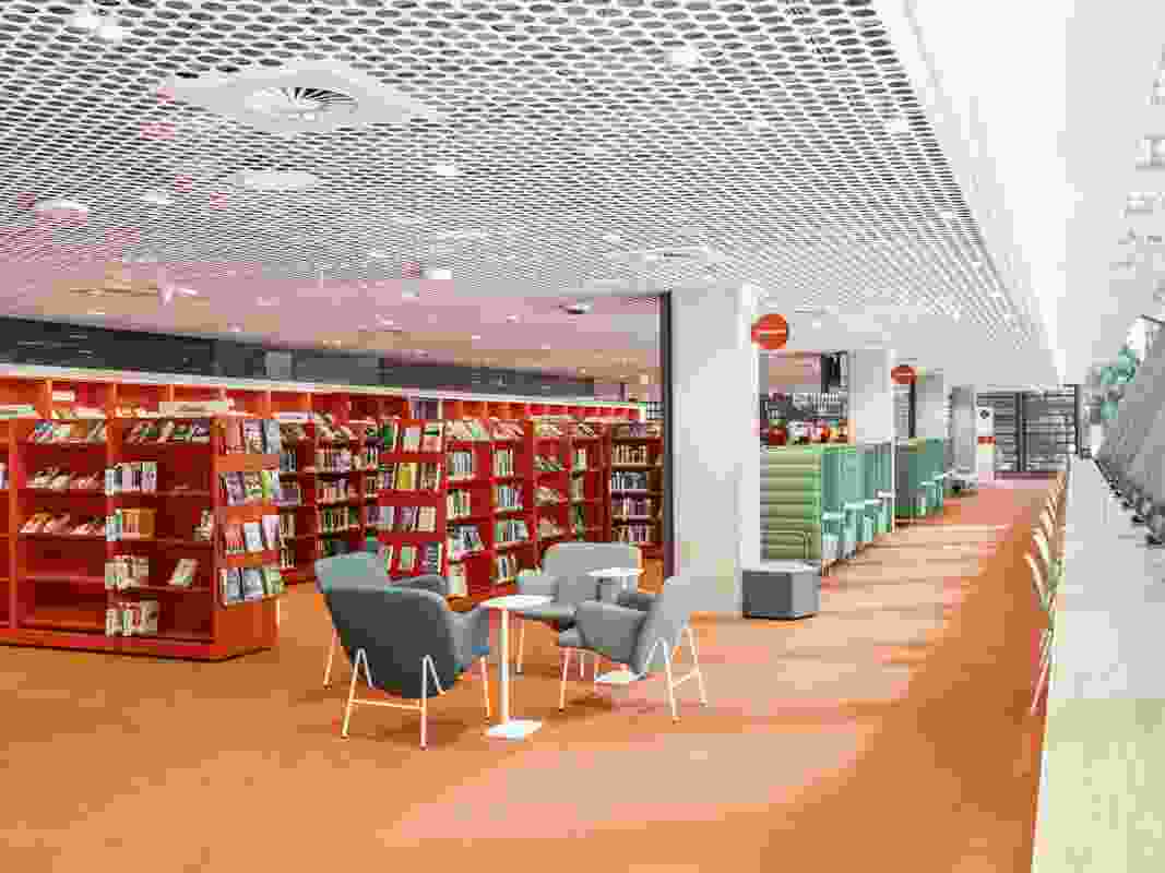 The library of Phive Parramatta by Manuelle Gautrand Architecture, Designinc and Lacoste and Stevenson.