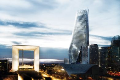 Rendering of the Phare Tower in the “non-site” of Paris’s La Défense.