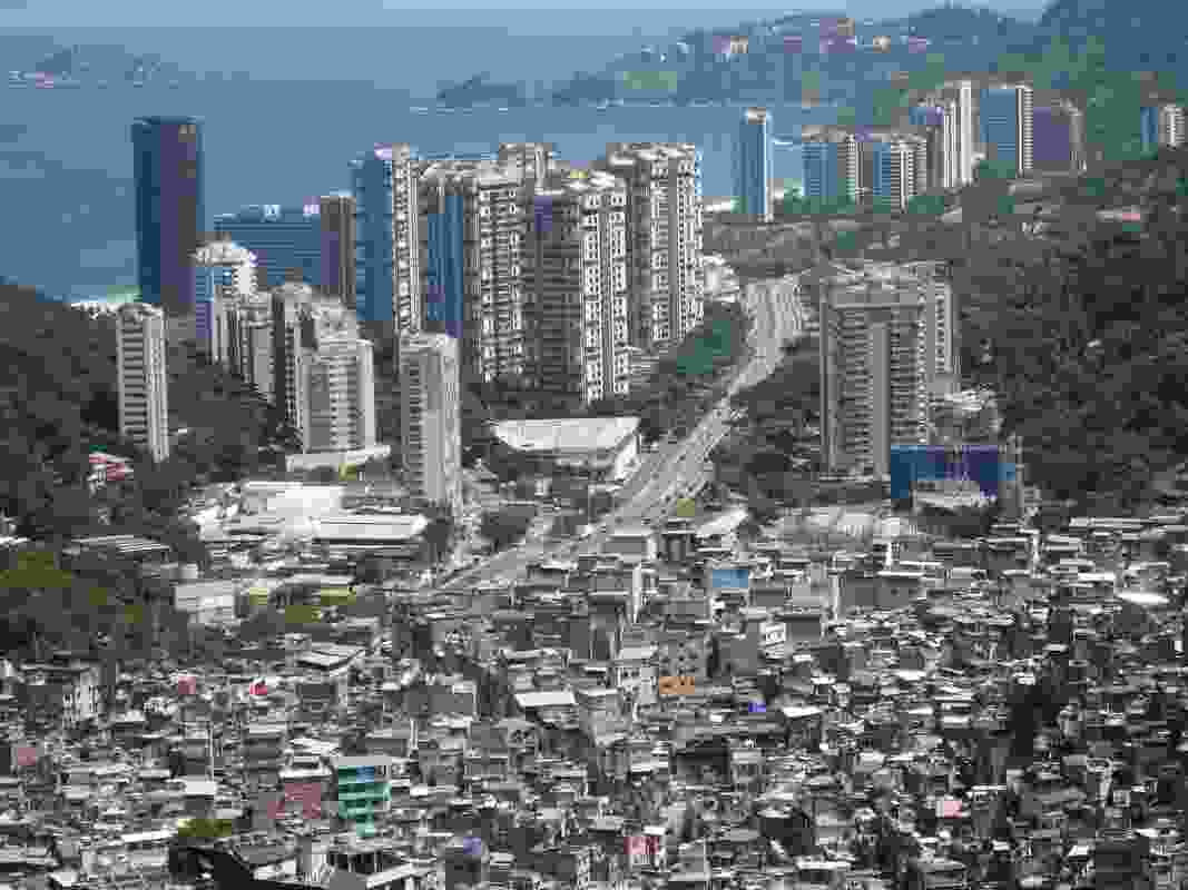Rocinha Favela in Brazil. In the global south, if you live in a city there is a one-in-three chance that you live in a slum.