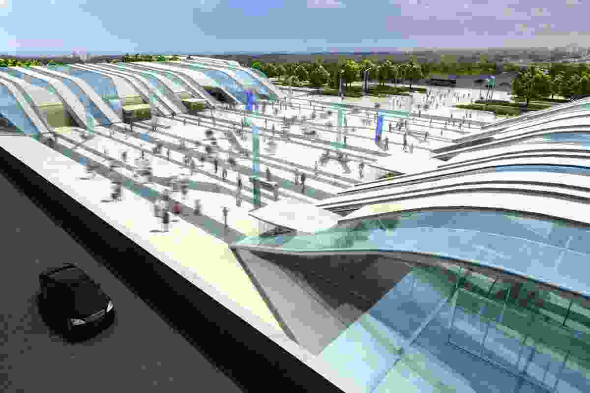 Tianjin Binhai Transport Interchange - Public Domain by Hassell, winner – Future Projects / Infrastructure category.