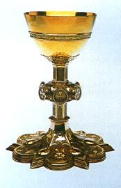 Silver chalice (1847), for wine of eucharist, made to Pugin’s design from a melteddown classical chalice presented to Bishop Willson by Pope Pius IX.
