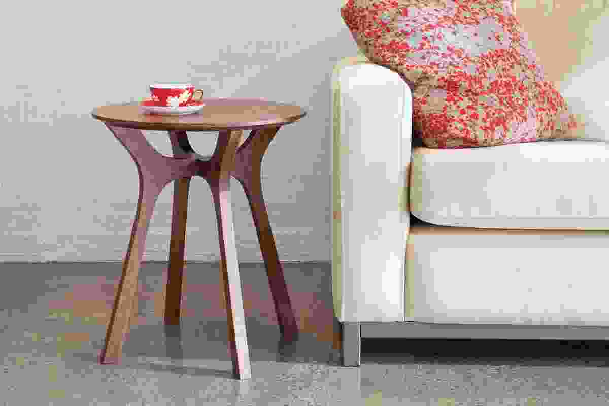 The Lyssna side table uses an intricate three-way joinery system.