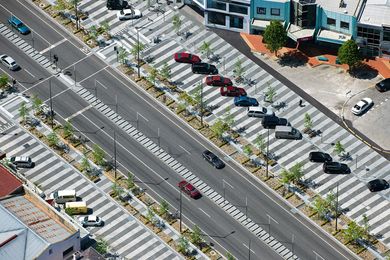 Aerial view of Londscale Street in Central Dandenong. Streetscaping by Taylor Cullity Lethlean and BKK Architects.