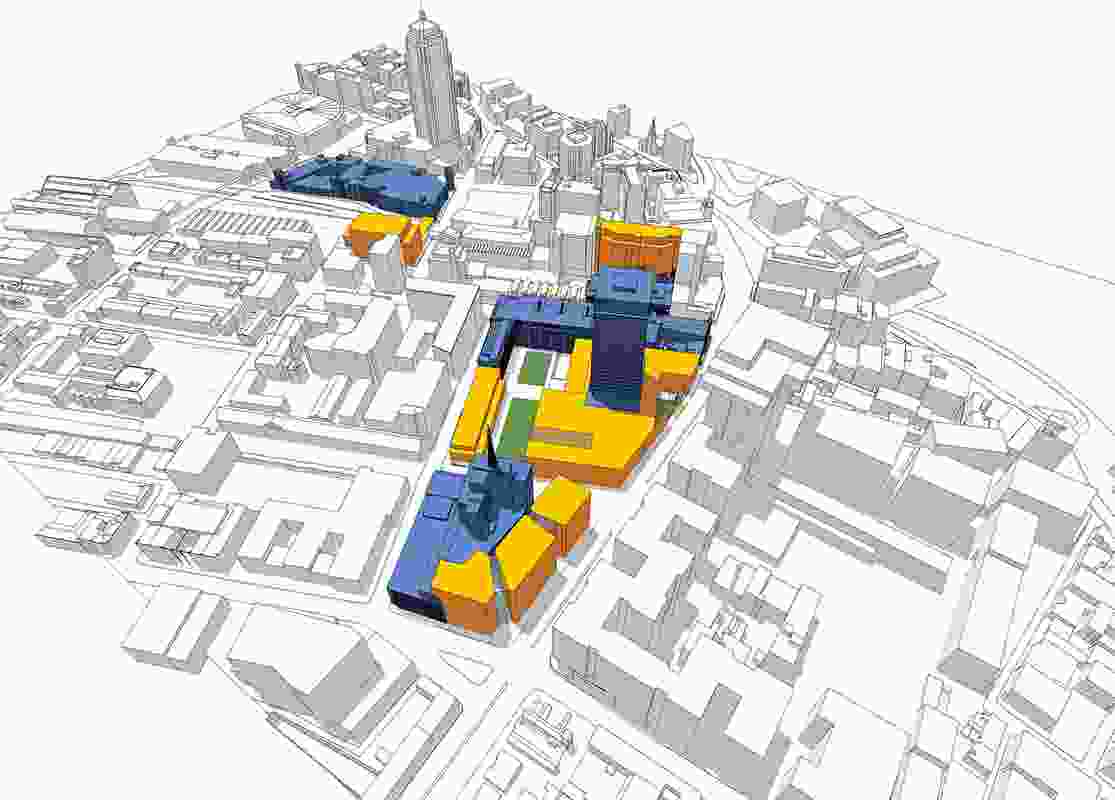 A 3D model of the UTS City Campus, showing new facilities and major extensions.