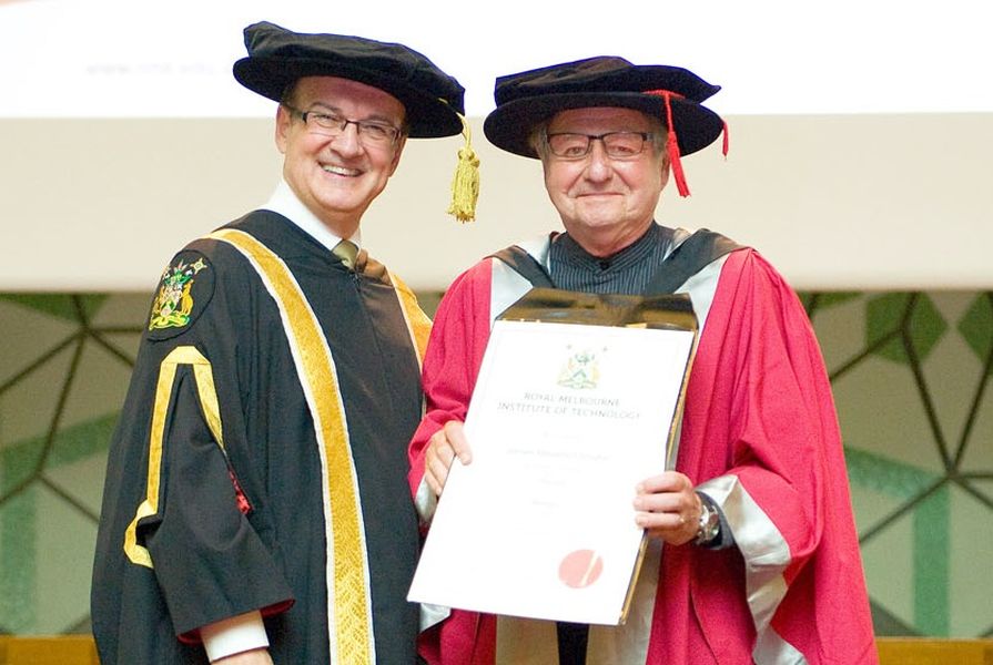 RMIT Chancellor Dr Ziggy Switkowski (left) and Dr James Sinatra (right).