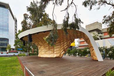 The Caulfield Soundshell was designed by Tim Schork of Monash University and Markus Schein of Kassel University in collaboration with students.