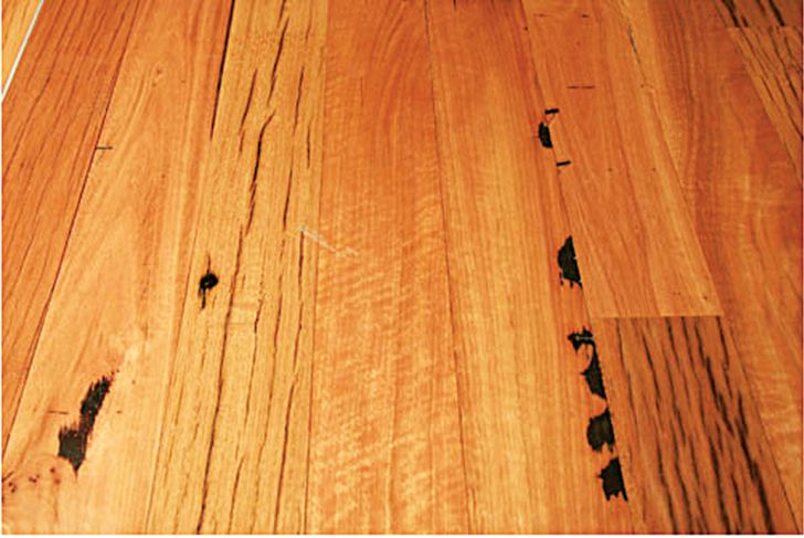 Recycled hardwood flooring.