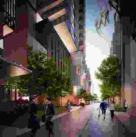 The plan for the six-towers in the Montague precinct at Fishermans Bend includes laneways, a pocket park as well as plazas.