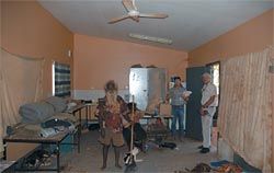 An interior
view of a kitchen and
living area, a year
after construction of
the new housing was
completed.