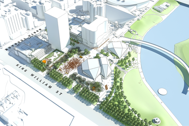 Proposed redevelopment plans for the Adelaide Festival Plaza by ARM and Taylor Cullity Lethlean.