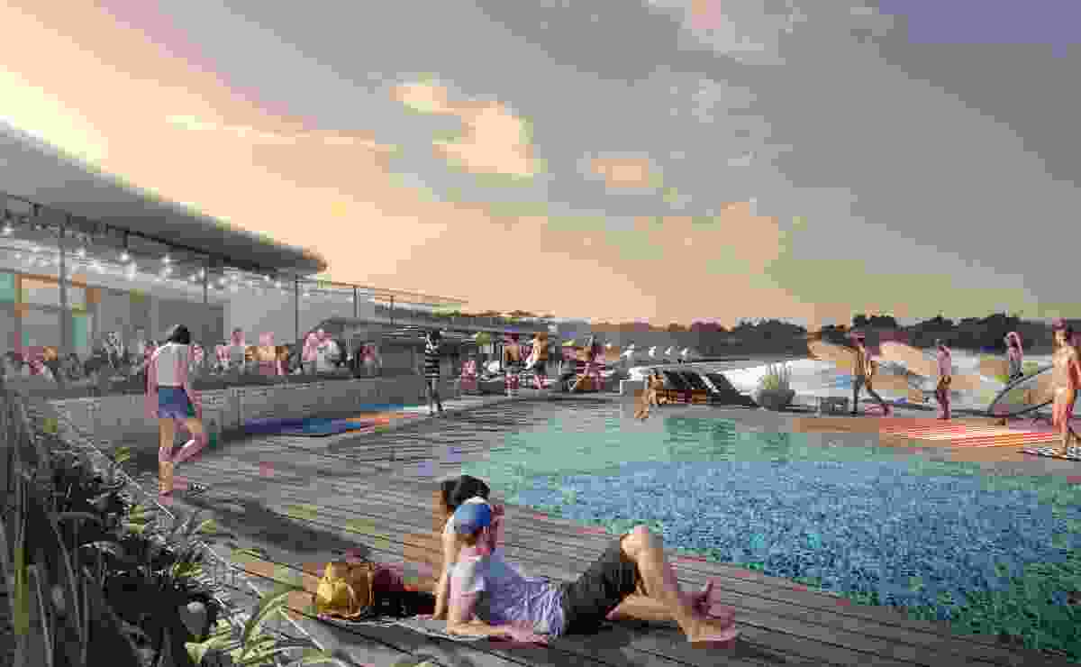 The proposal for Urbnsurf Perth by MJA Studio and Wave Park Group will also have shallow pool.