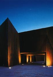 Courtyard entry under the studio block.