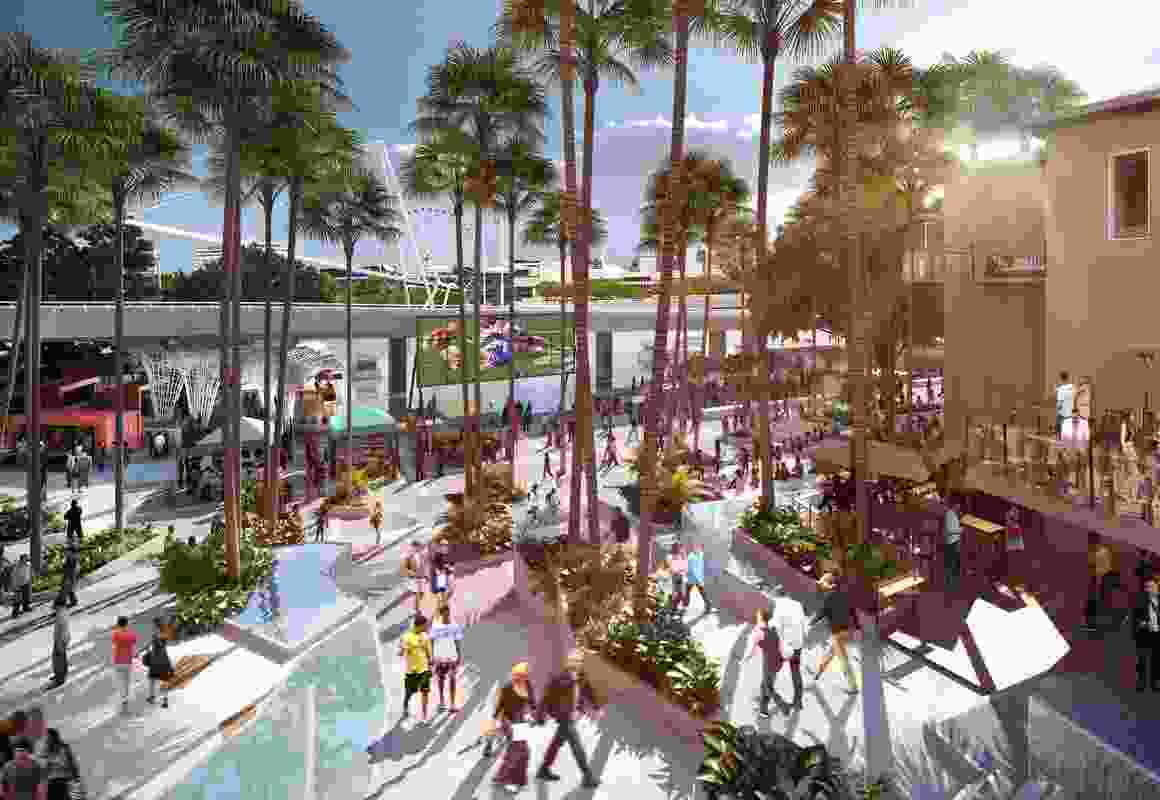 The Brisbane steps in the proposed Queens Wharf Brisbane casino resort masterplanned by Jerde Partnership.