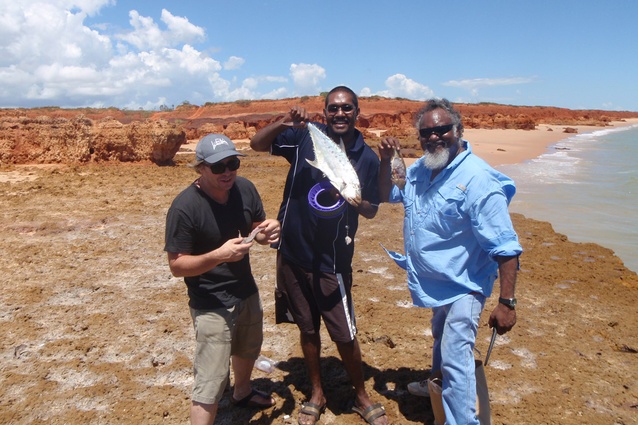 Greg Grabasch, Bradley Angus and Donald McKenzie showing off their fish.