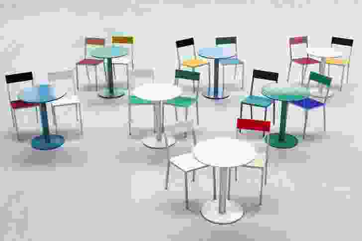 Alu table and chairs by Muller Van Severen for Valerie Objects.