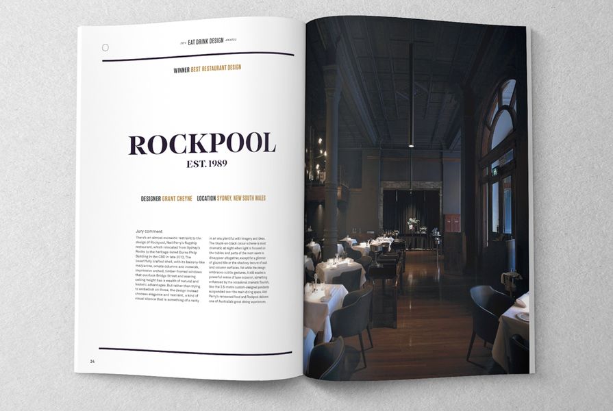 Rockpool by Grant Cheyne, winner of the Best Restaurant Design category at the 2014 Eat Drink Design Awards. 