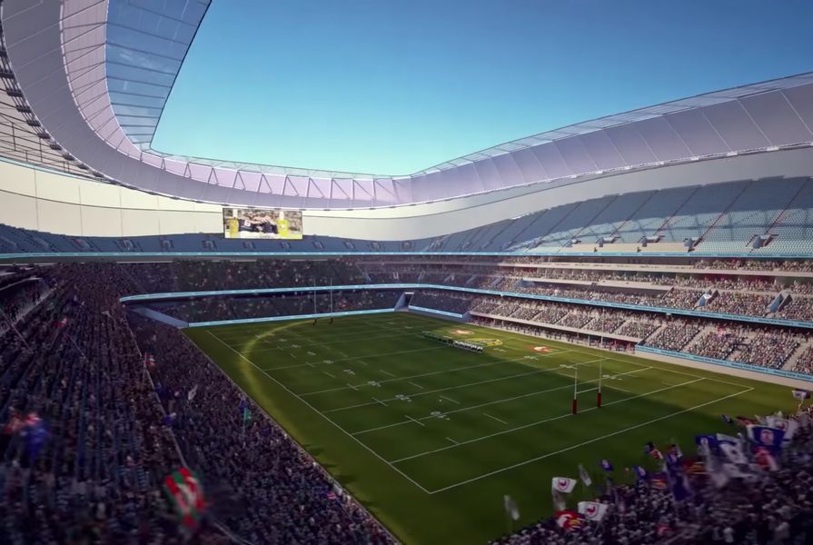 A screenshot of the proposed stadium at Moore Park from the NSW government's stadia announcement.