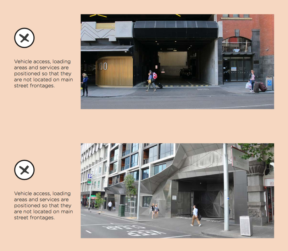 The Central Melbourne Design Guide provides example of unacceptable design outcomes. 