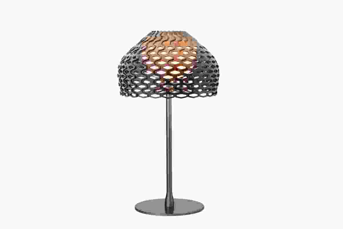 Tatou table lamp by Patricia Urquiola in ochre-grey.