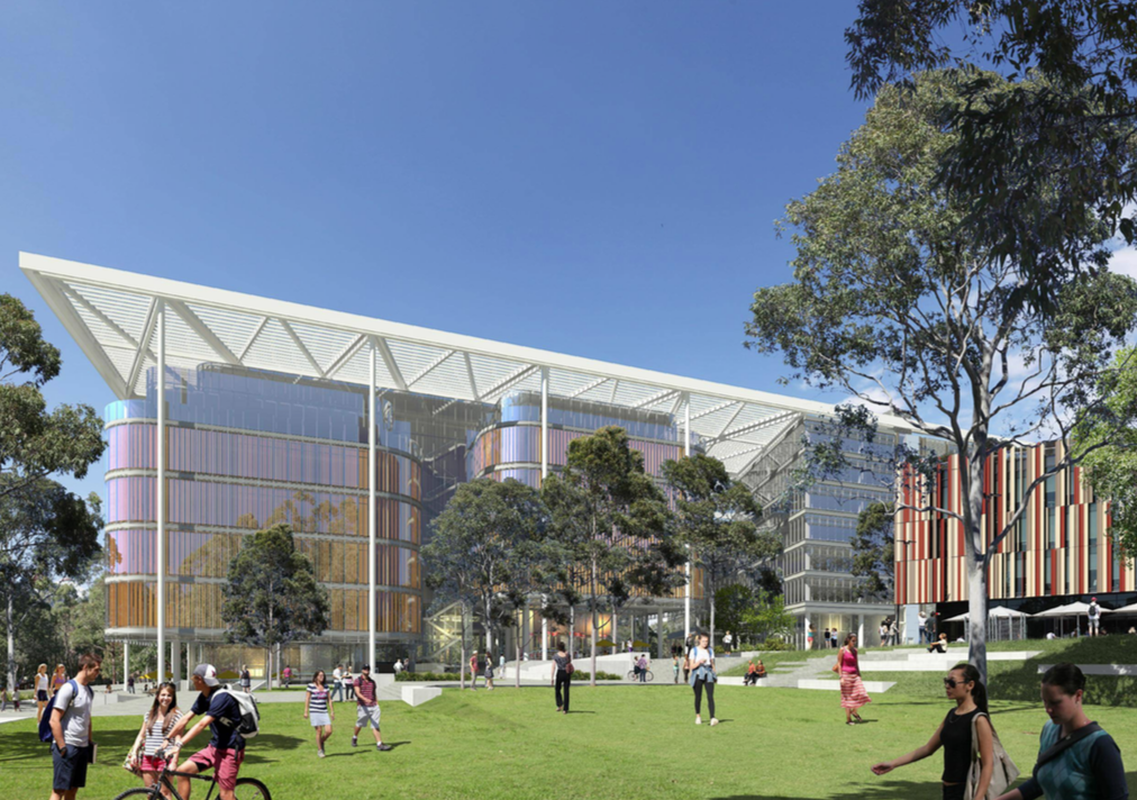 Sissons Architects and Kann Finch's design for the Macquarie University complex at 8-12 University Avenue.