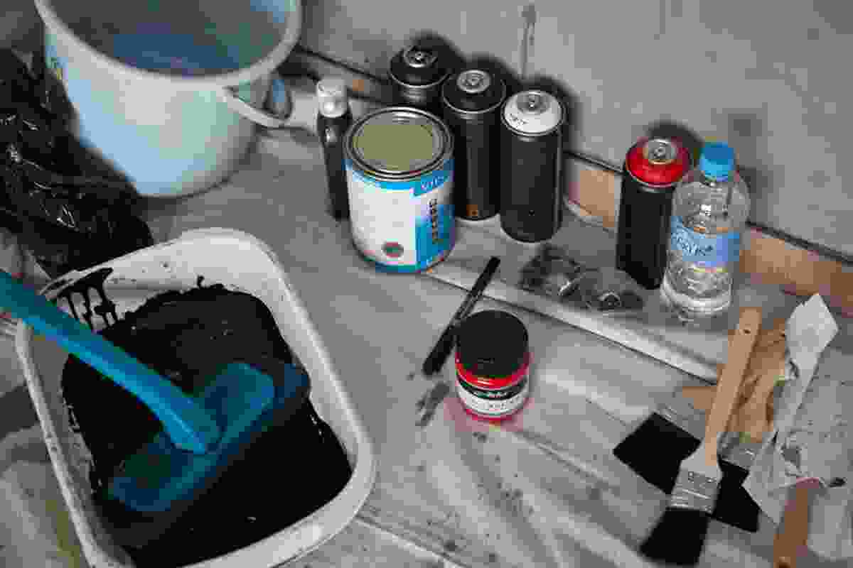Tools of the trade – the graffiti artist’s palette. 