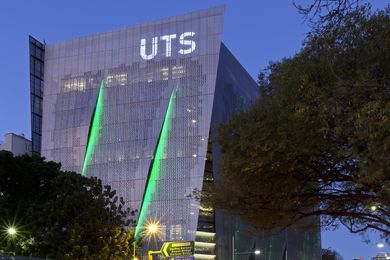 The new UTS Faculty of Engineering and IT (FEIT) by Denton Corker Marshall on Broadway, Sydney.