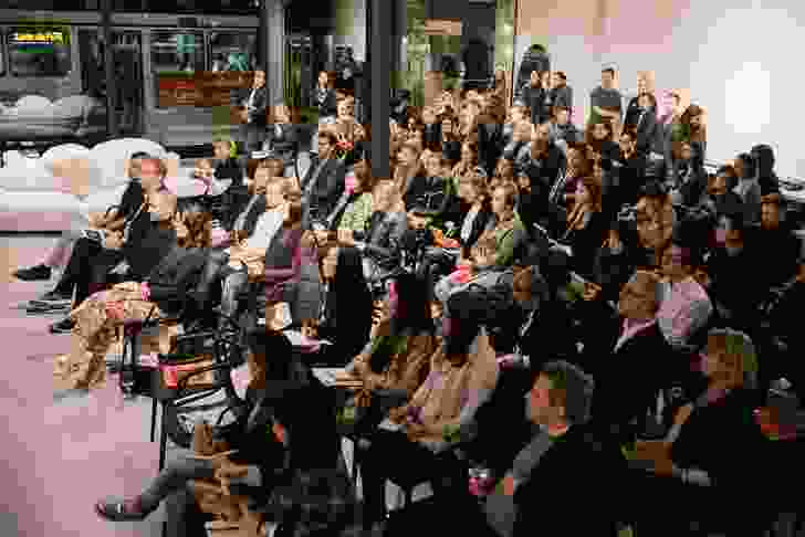 The crowd at Artichoke Night School, held at Space Furniture's Melbourne showroom. 