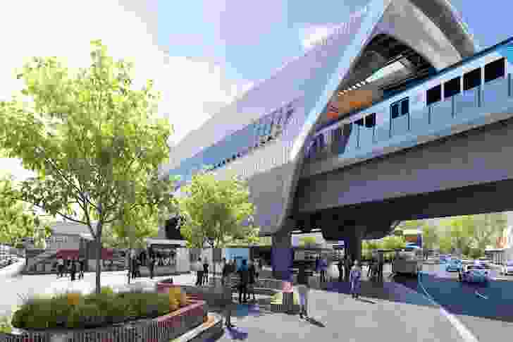 The design for an elevated station at Murumbeena by Cox Architecture.