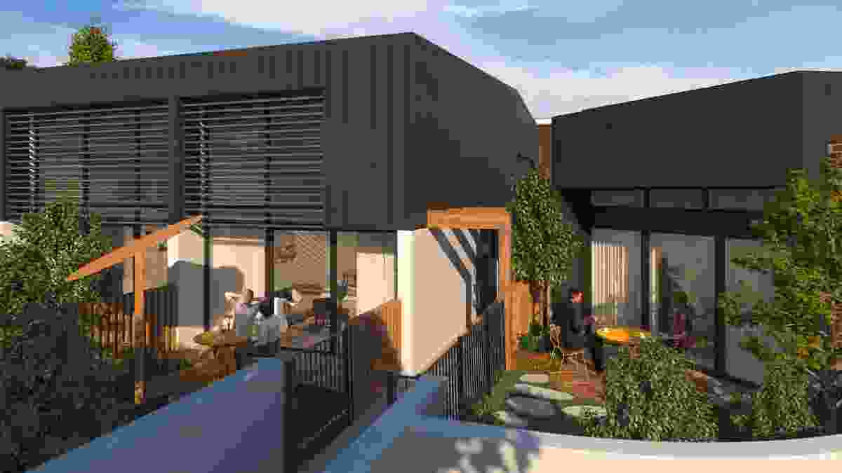 Second prize for a low carbon house:
Whitlam ‘Multi-gen’ Townhouses by Heyward Lance Architecture.
