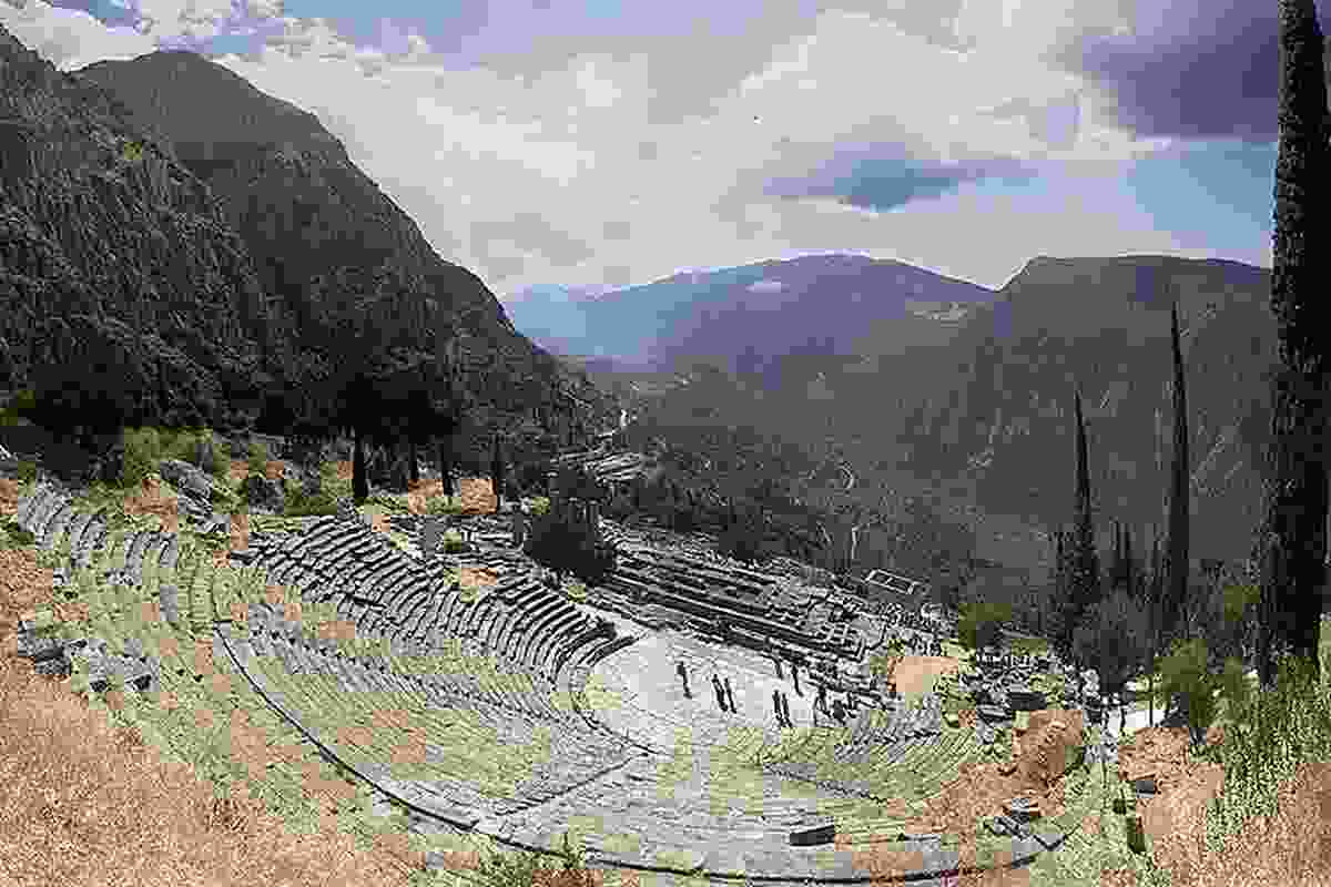The ruins of the theatre at Delphi, Greece, originally built in the 4th century BC.