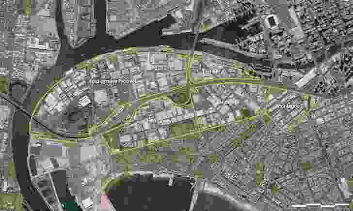 A map outlining the precincts in Fishermans Bend.