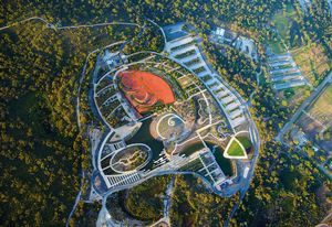 Aerial view over the entire Australian Garden near Cranbourne in Victoria.