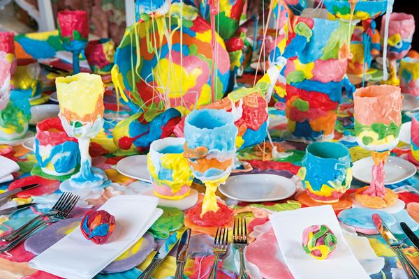 Designer Dale Hardiman’s table appeared like colourful globules of bubblegum and was made from a biodegradable and food- safe polyester plastic.