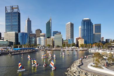 Reclaimed land was removed to create an artificial inlet that returns the city to the water’s edge.