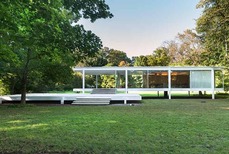 The Farnsworth House by Ludwig Mies van der Rohe.
