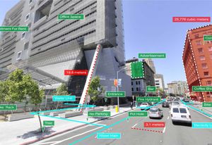 A visual from an augmented reality-based traffic assistance app.