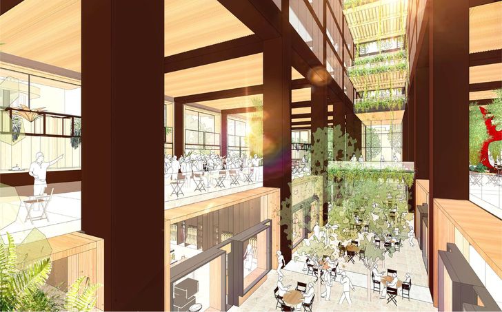 The atrium will have landscaped breakout social spaces.