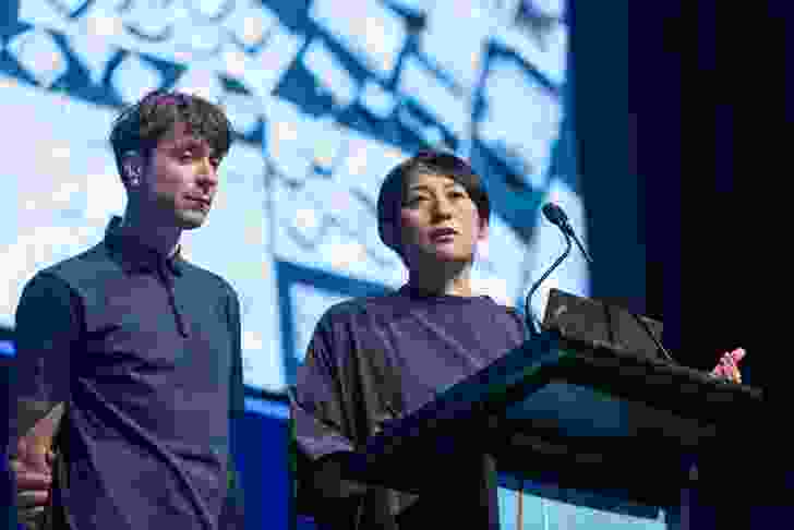Nicholas Moreau (left) and Hiroko Kusunoki (right) at the 2018 National Architecture Conference.