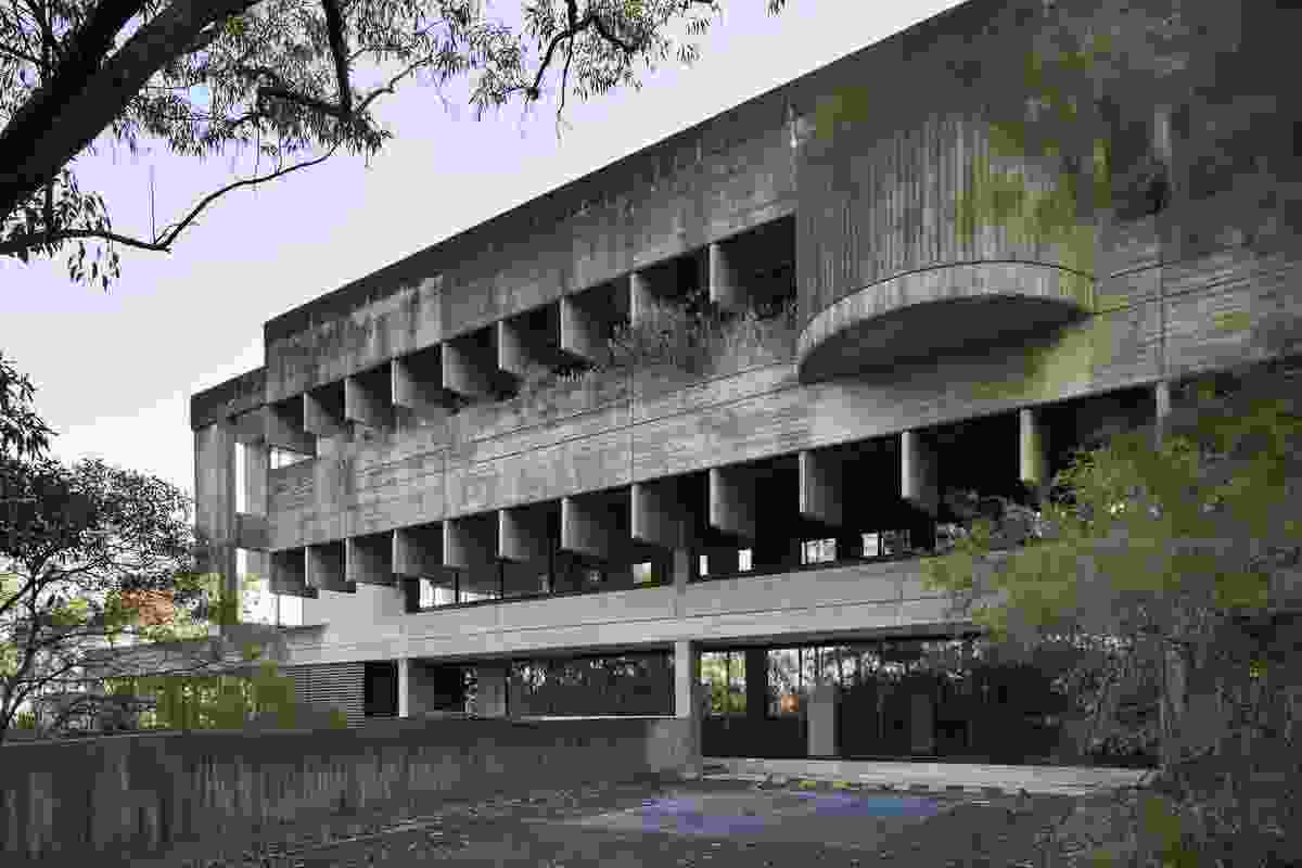 Kuring-gai College in Lindfield, designed by David Turner at the NSW Government Architect's Branch, page 53 of Sydney Brutalism.
