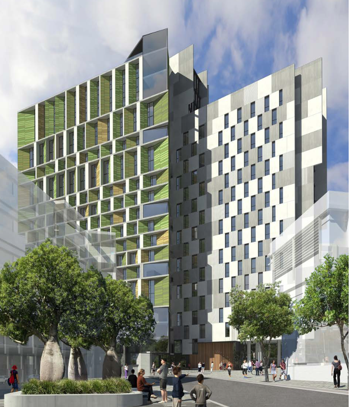 The proposed student housing in the Pemulwuy Project by Turner Architects.