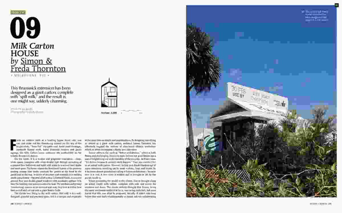 A preview from the magazine: Milk Carton House by Simon and Freda Thornton.