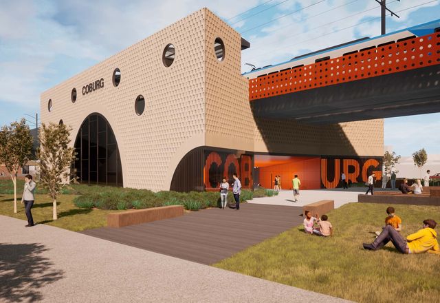 Proposed Coburg railway station by Wood Marsh.