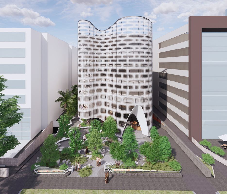 The Victorian Melanoma and Clinical Trials Centre by Lyons, with landscape architecture by Rush Wright Associates.