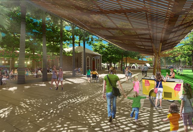 Under the masterplan, a portion of Darwin’s Smith Street connecting the CBD to the waterfront will be transformed into a shaded pedestrian walkway.