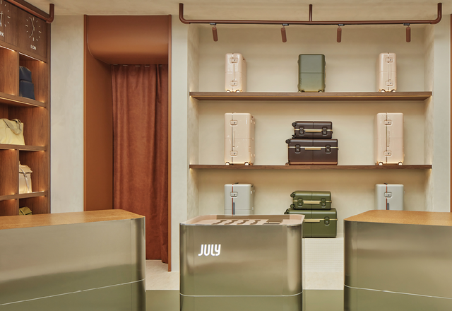 A lush palette of cinnamons, muted greens and mellow neutrals complements the colourful luggage on offer.