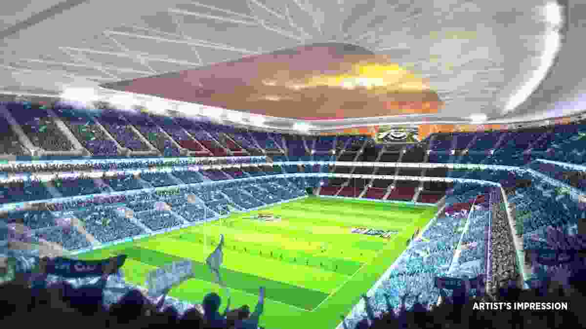A screenshot of the proposed stadium at Sydney Olympic Park from the NSW government's stadia announcement.