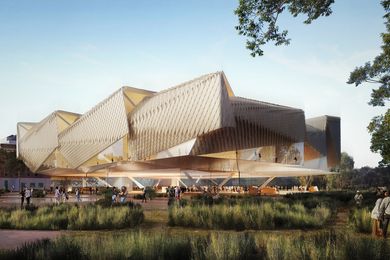 The proposed Aboriginal Art and Cultures Centre designed by Woods Bagot and Diller Scofidio and Renfro.