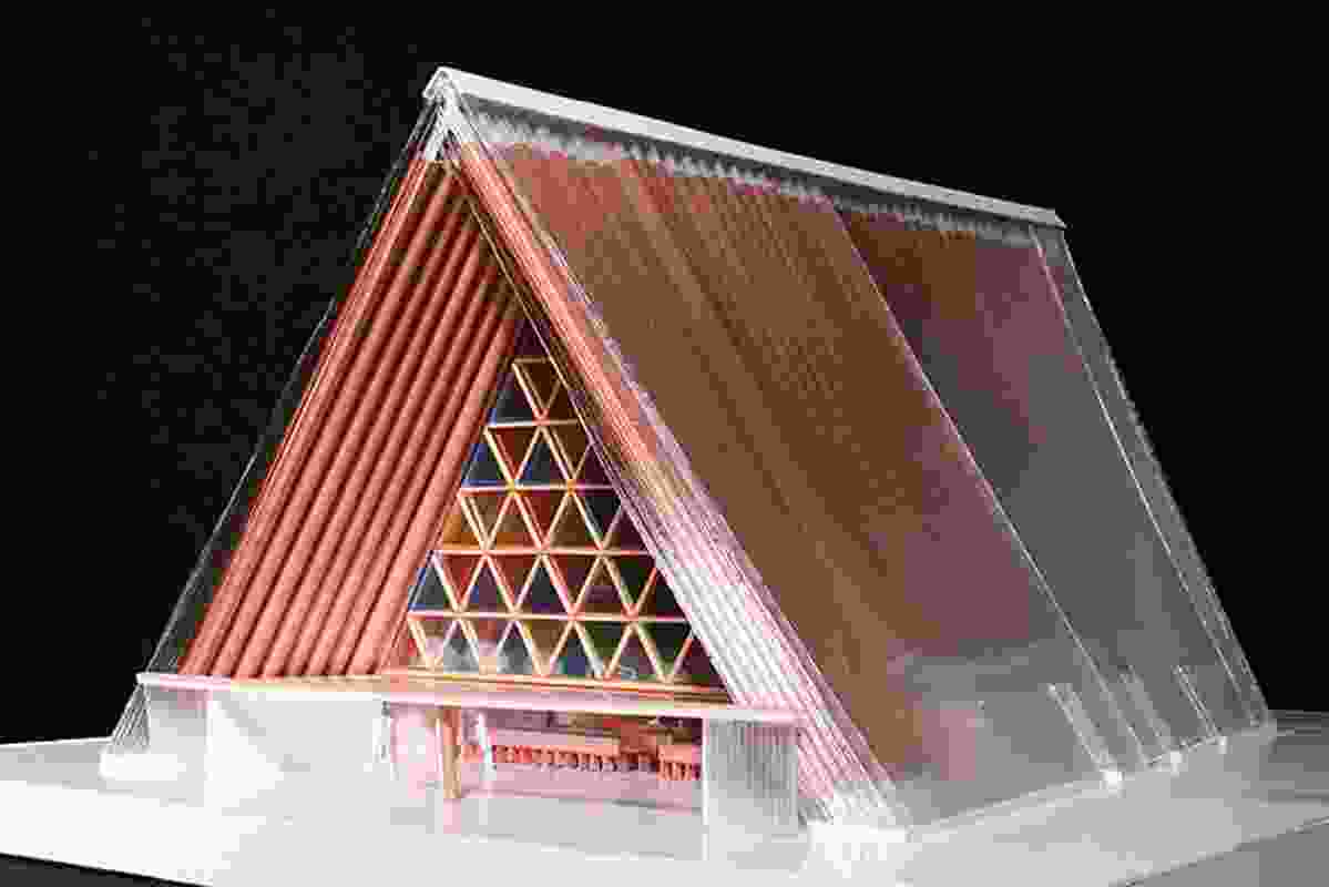 Completion date – June 2012. Cardboard Cathedral by Shigeru Ban, location unknown. A temporary cathedral for the Anglican diocese in Christchurch while they decide how to rebuild in Cathedral Square. The building will seat 700 people and is made from cardboard with a perspex sloping roof. One end of the A-framed building will be a large stained-glass window.