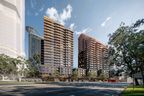 Bates Smart and Turf Design Studio have won a design competition for a mixed-use high-rise in Sydney. The winning scheme features a proposed building massing of plinth, podium and two towers.