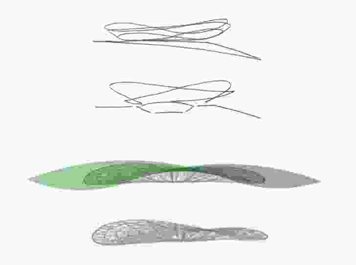 Concept sketches of the roof form.